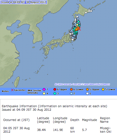 M5.7 and M4.2 hit eastern Japan continuously M5.7 and M4.2 hit eastern Japan continuously