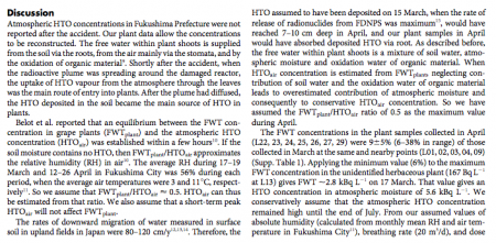 3 5,400 Bq/L of tritium was contained in atmospheric moisture from 3/17/2011 to the end of July in 20km area of Fukushima