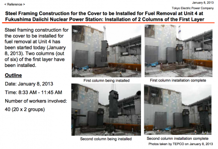2 columns were installed to the steel framing for fuel removal of reactor4
