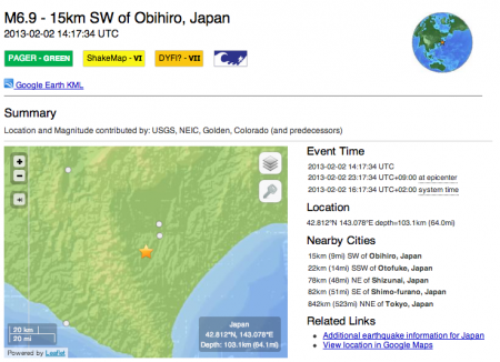2 USGS reported the Japanese "M6.4" as M6.9