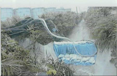 [Photo] Collapsed sandbag dam of 300m3 leakage area due to the Typhoon