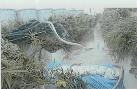 2 [Photo] Collapsed sandbag dam of 300m3 leakage area due to the Typhoon