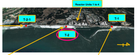 Highest Cs-134/137 density in seawater near the outlet of plant drain outside of the port